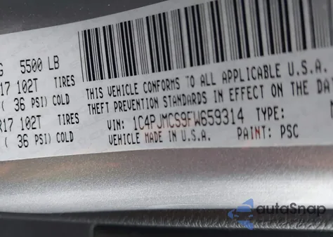 2015 Jeep Cherokee Latitude z USA, uszkodzony, nr VIN 1C4PJMCS9FW659314